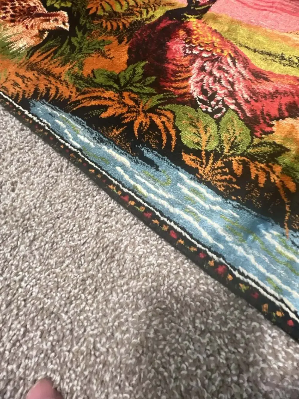 Vintage Pheasant Woodland Velvet Wall Tapestry Rug